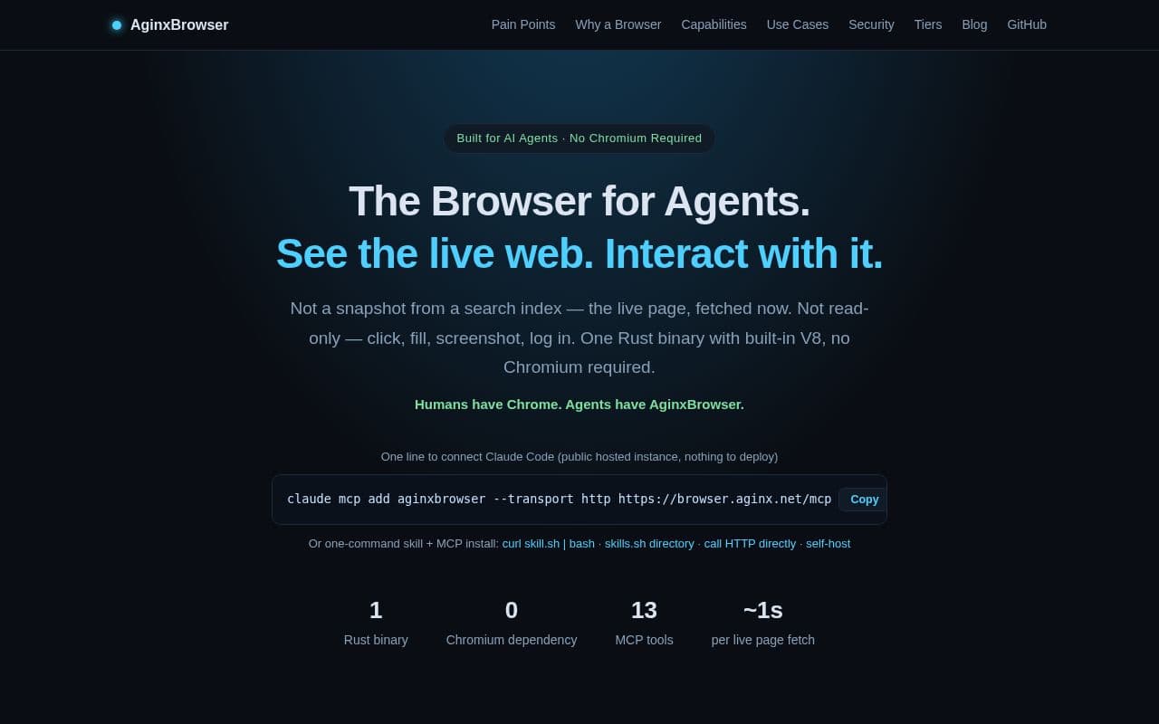 Screenshot of AginxBrowser