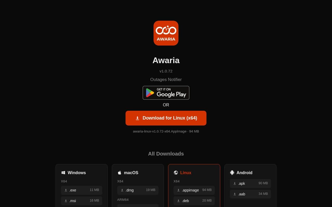 Screenshot of Awaria