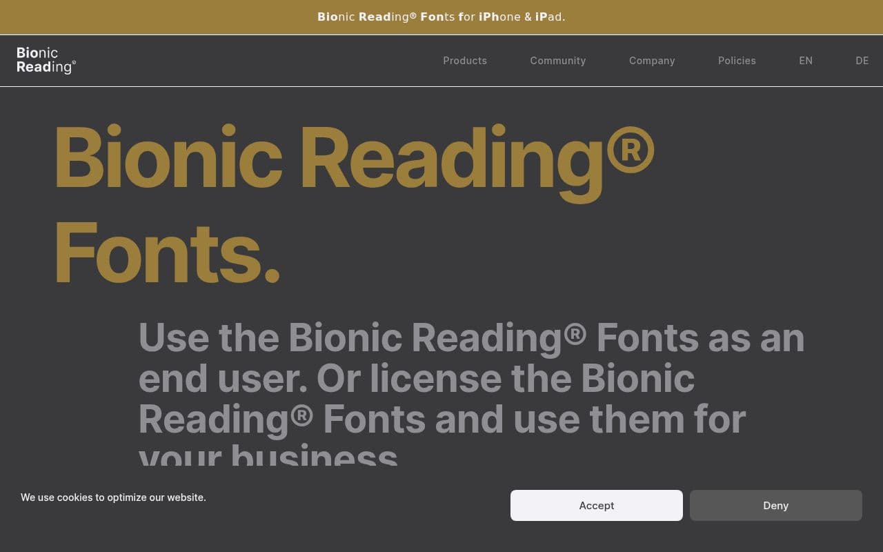 Screenshot of Bionic Reading Fonts