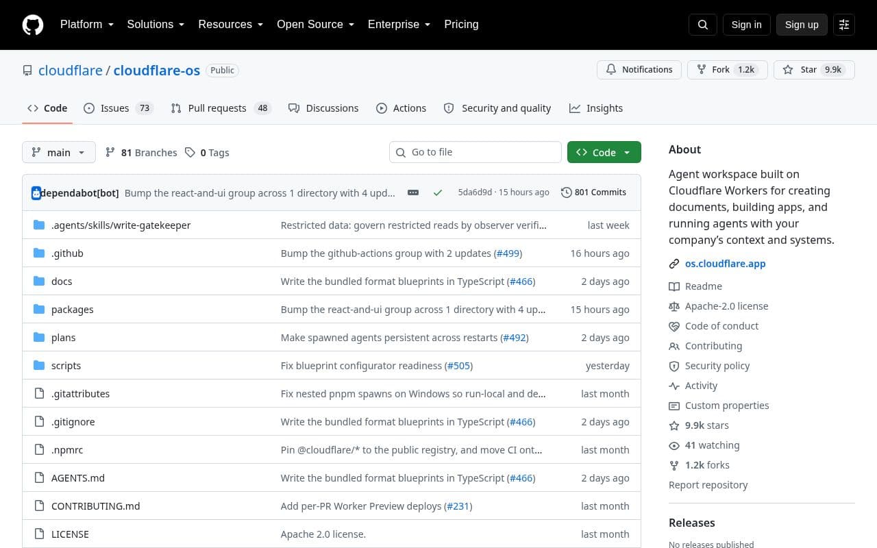 Screenshot of Cloudflare OS