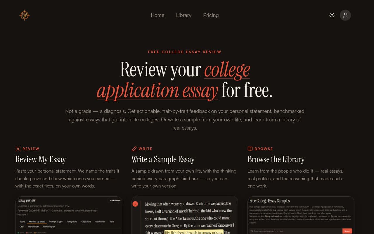 Screenshot of EssayCompass