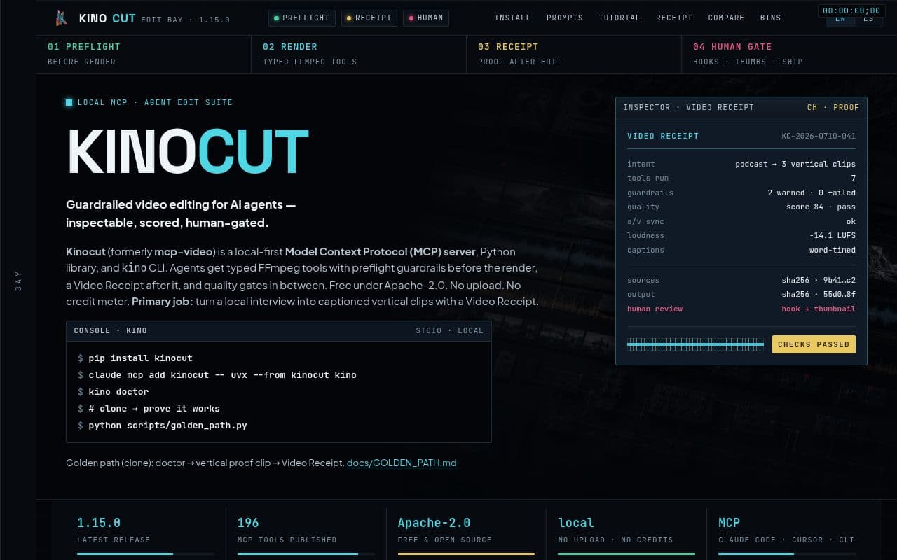 Screenshot of Kinocut