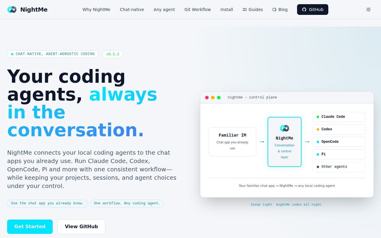Screenshot of NightMe