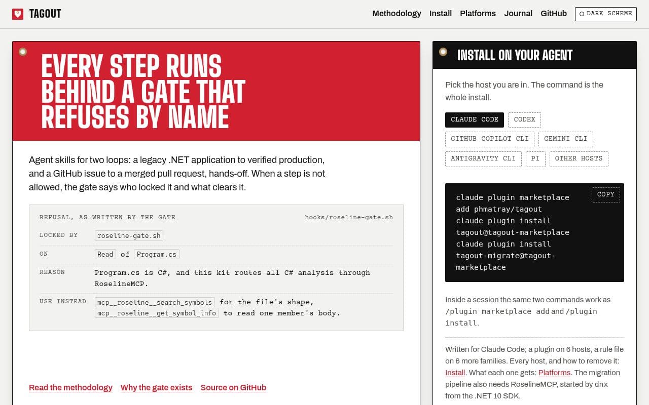 Screenshot of Tagout