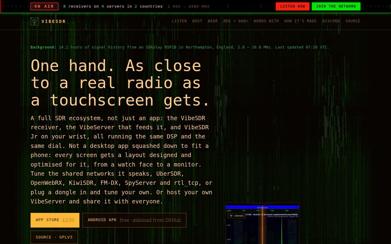 Screenshot of VibeSDR