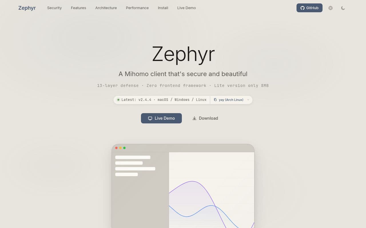 Screenshot of Zephyr